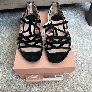 Miu Miu Black Suede Caged Strappy Sandals 
Size EU 37